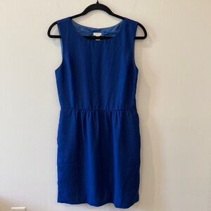 J. Crew Factory Blue Midi Dress with pockets